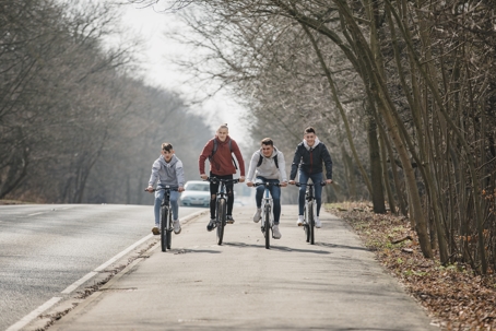 Group of Teenage Friends Cycling